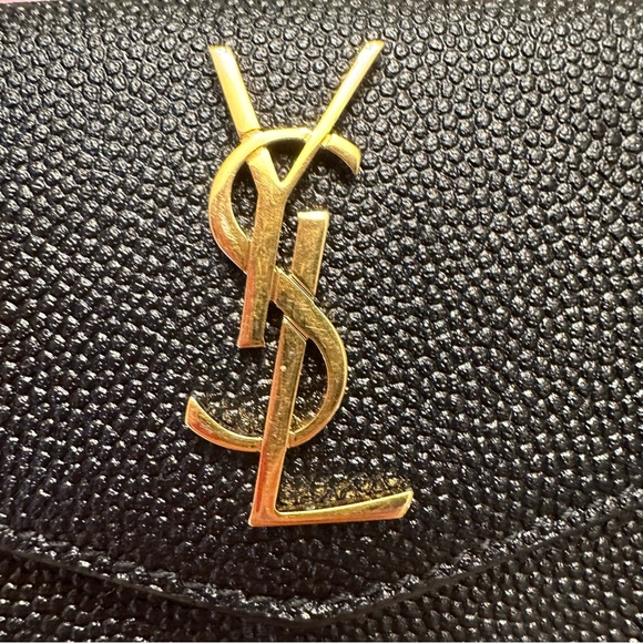 YSL Uptown Flap Card Case Wallet in Grain de Poudre Leather in Nero Black - Picture 4 of 8